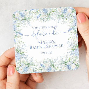 Something Blue Before I Do Bridal Shower Square Paper Coaster