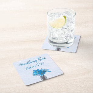 Something Blue Before I Do Bridal Shower Square Paper Coaster