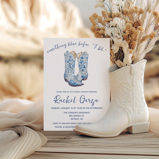 Something Blue before I Do! Cowboy  Bridal Shower Invitation (Creator Uploaded)