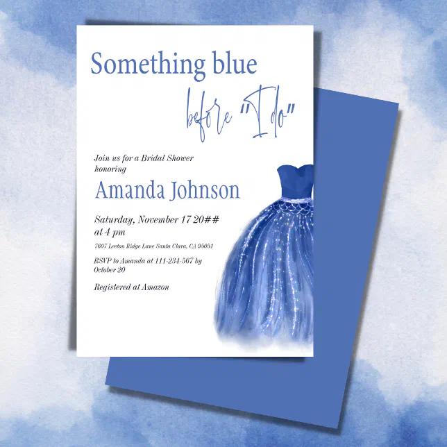 Something Blue Before I Do Dress Bridal Shower Invitation | Zazzle