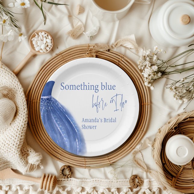 Something Blue Before I Do Dress Bridal Shower Paper Plates (Creator Uploaded)