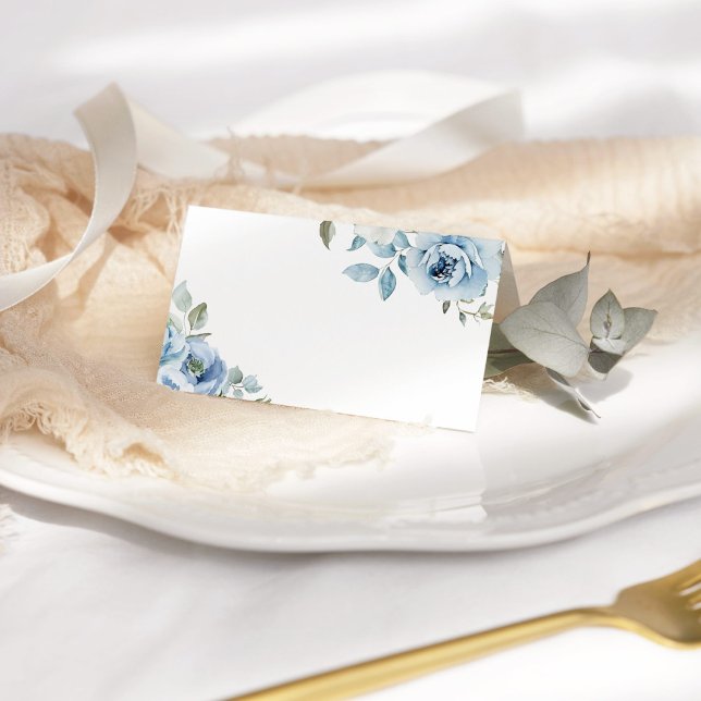 Something blue before I do dusty blue floral Place Card (Creator Uploaded)