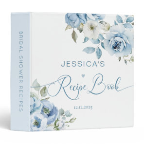 Something Blue before I do Dusty blue Recipe Book 3 Ring Binder