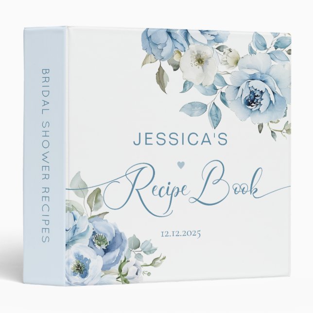 Something Blue before I do Dusty blue Recipe Book 3 Ring Binder (Front/Spine)