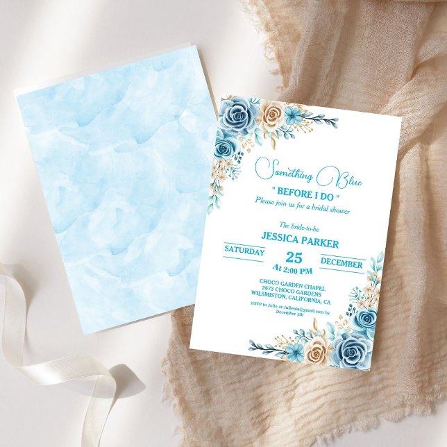 Something blue before i do dusty  bridal shower invitation (Creator Uploaded)