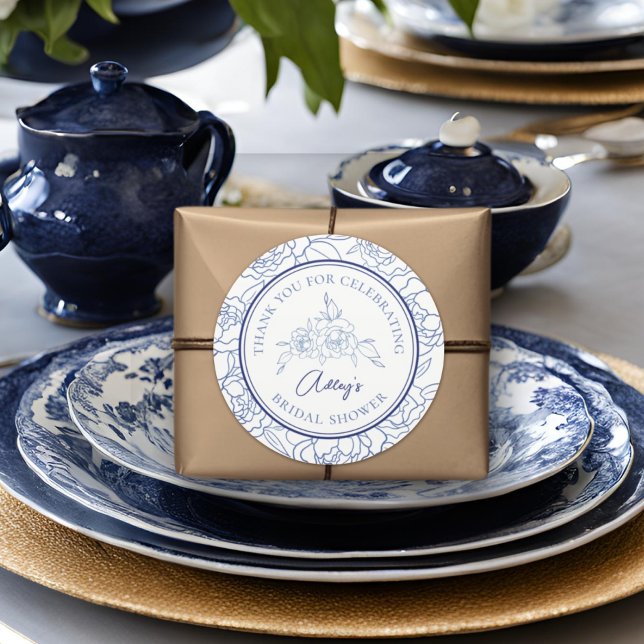 Something Blue Before I Do Elegant Bridal Shower Classic Round Sticker (Creator Uploaded)