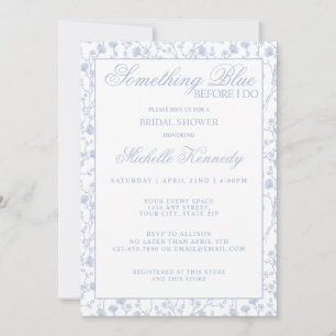 Something Blue Before I Do Elegant Bridal Shower Invitation