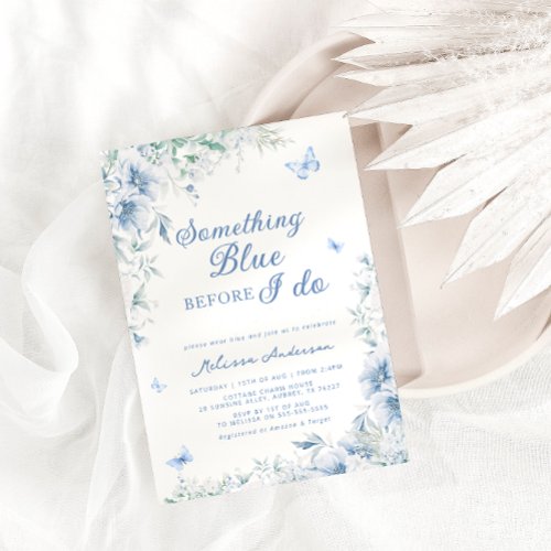 Something Blue Before I do Elegant Bridal Shower Invitation