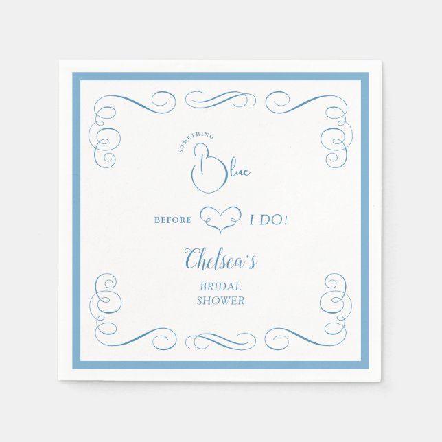 Something Blue Before I Do Elegant Bridal Shower  Napkins (Front)