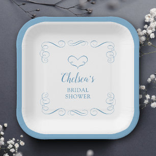 Something Blue Before I Do Elegant Bridal Shower Paper Plates