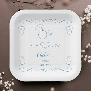 Something Blue Before I Do Elegant Bridal Shower Paper Plates