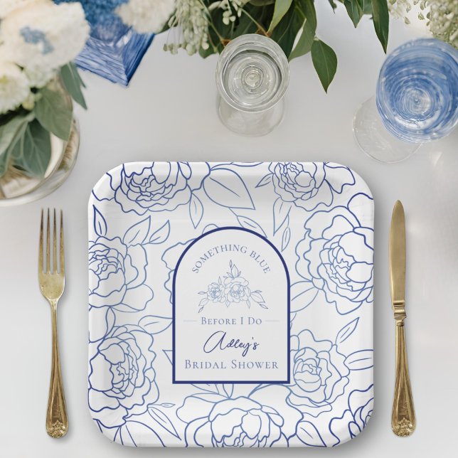 Something Blue Before I Do Elegant Bridal Shower Paper Plates (Creator Uploaded)