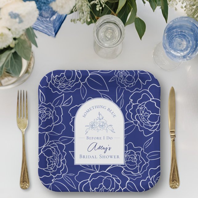 Something Blue Before I Do Elegant Bridal Shower Paper Plates (Creator Uploaded)