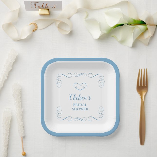 Something Blue Before I Do Elegant Bridal Shower Paper Plates (Wedding)