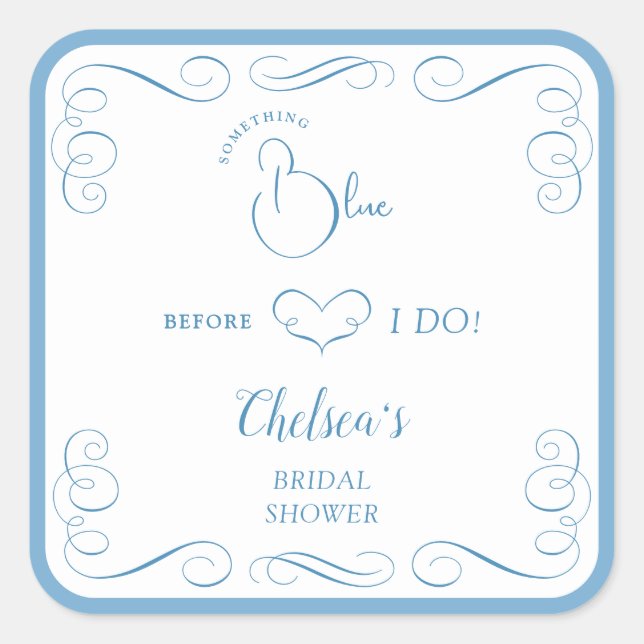Something Blue Before I Do Elegant Bridal Shower  Square Sticker (Front)