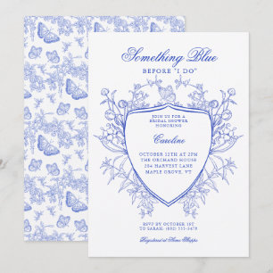 Something Blue Before I Do Elegant Floral Crest  Invitation