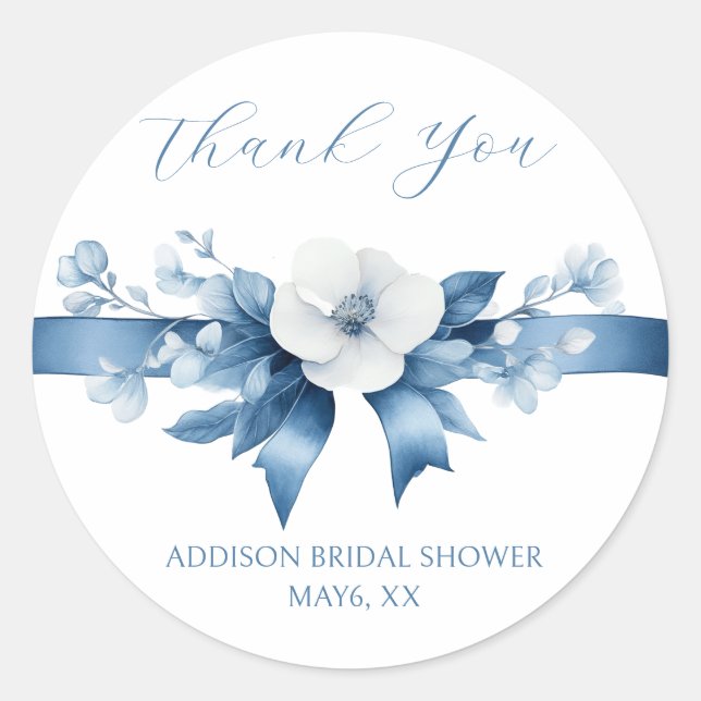 Something Blue Before I do, Floral & Bow Classic  Classic Round Sticker (Front)