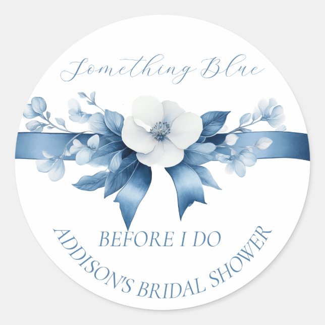 Something Blue Before I do, Floral& Bow  Classic Round Sticker (Front)