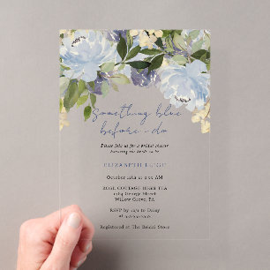 Something Blue Before I Do Floral Bridal Shower Acrylic Invitations