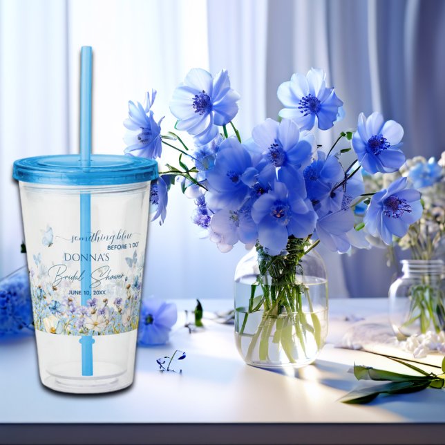 Something Blue before 'I do' Floral Bridal Shower Acrylic Tumbler (Creator Uploaded)