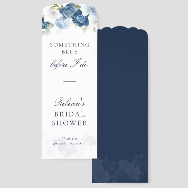 Something Blue Before I Do Floral Bridal Shower Bookmarks (Front & Back)