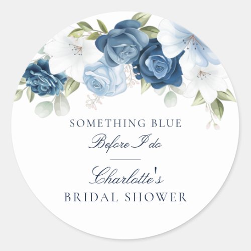 Something Blue Before I Do Floral Bridal Shower Classic Round Sticker