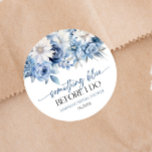Something Blue Before I Do Floral Bridal Shower Classic Round Sticker<br><div class="desc">This is a Something Blue Before I Do Dusty Blue Floral Flowers Bridal Shower Party Favor Stickers!</div>