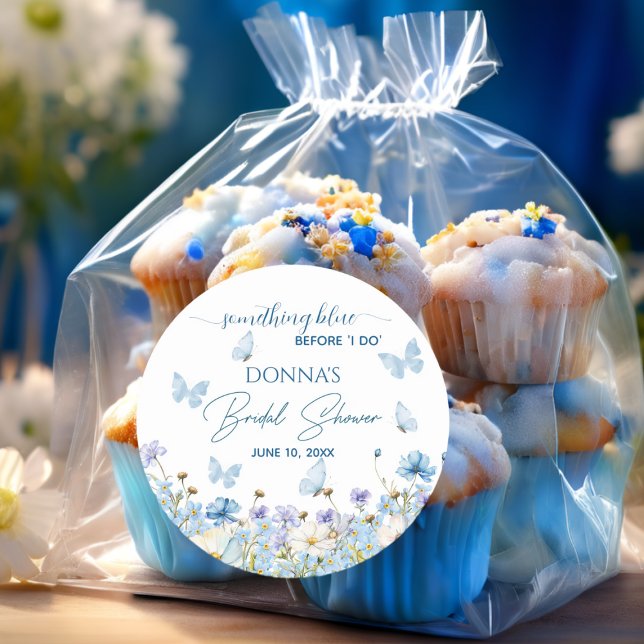 Something Blue before 'I do' Floral Bridal Shower Classic Round Sticker (Creator Uploaded)