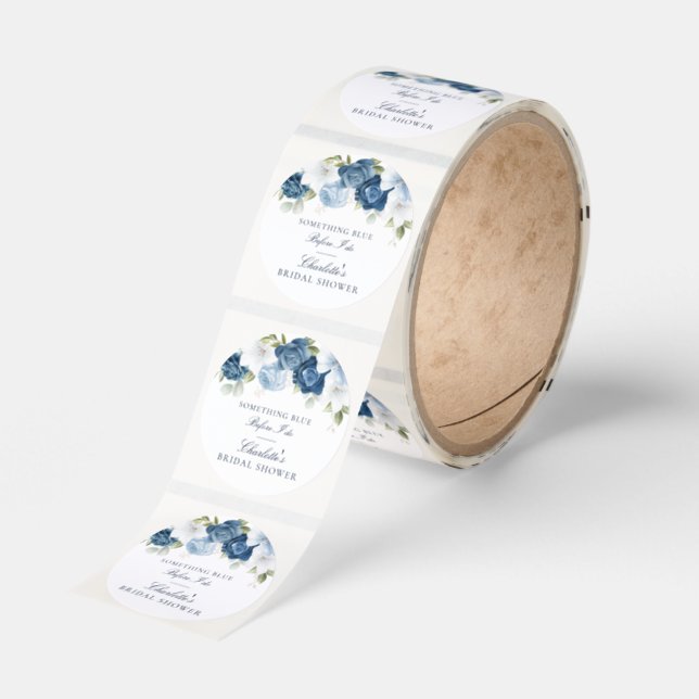 Something Blue Before I Do Floral Bridal Shower Classic Round Sticker (Roll)