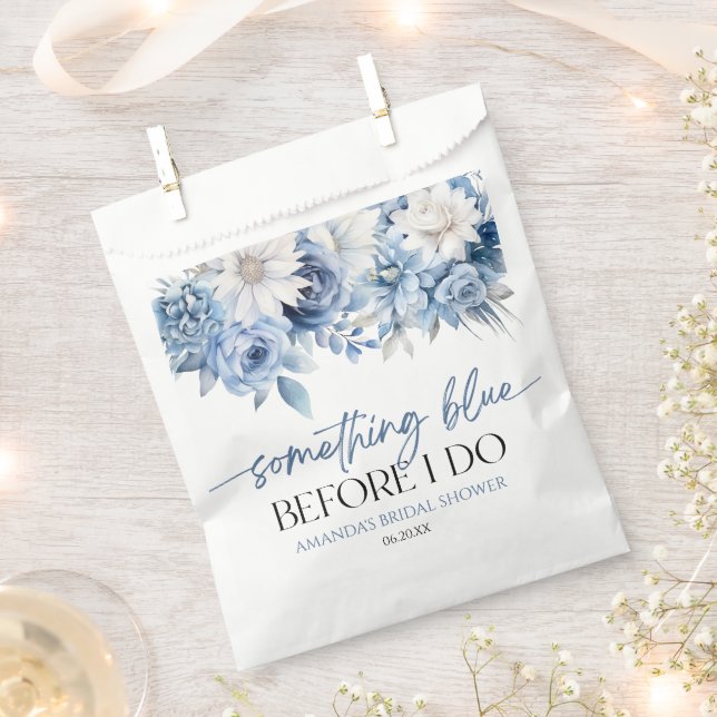 Something Blue Before I Do Floral Bridal Shower Favor Bag (Clipped)
