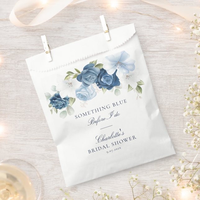 Something Blue Before I Do Floral Bridal Shower Favor Bag (Clipped)