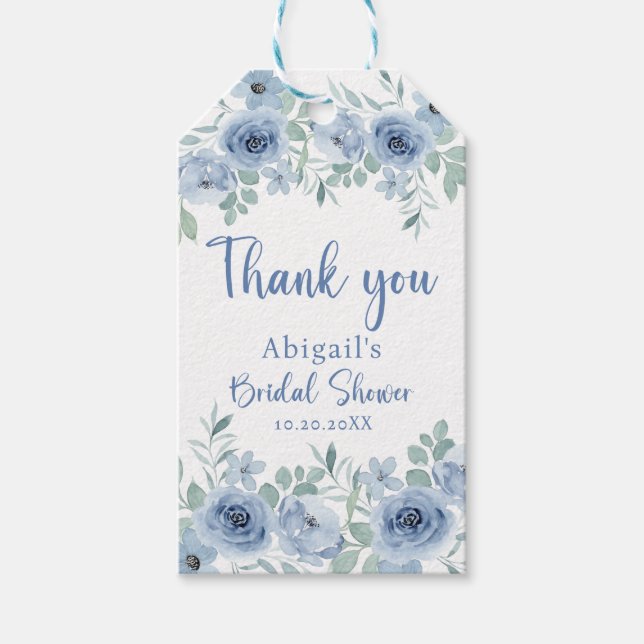 SOMETHING BLUE BEFORE I DO FLORAL BRIDAL SHOWER  GIFT TAGS (Front)