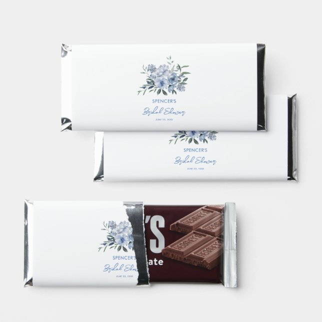 Something Blue Before I Do Floral Bridal Shower Hershey Bar Favors (Front)