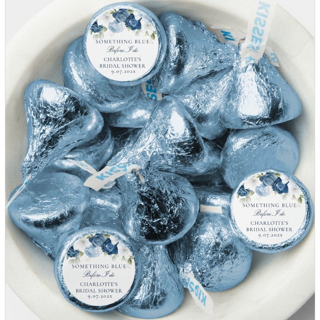 Something Blue Before I Do Floral Bridal Shower Hershey®'s Kisses® (Dusty Blue Floral Hershey Kisses Bridal Shower Favors)