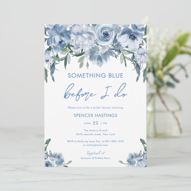 Something Blue Before I Do Floral Bridal Shower Invitation | Zazzle