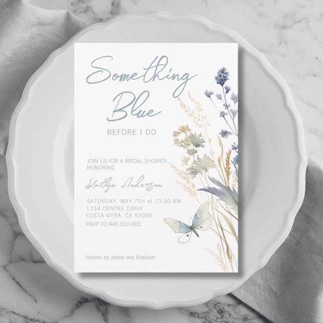 Something Blue Before I Do Floral Bridal Shower Invitation (Creator Uploaded)