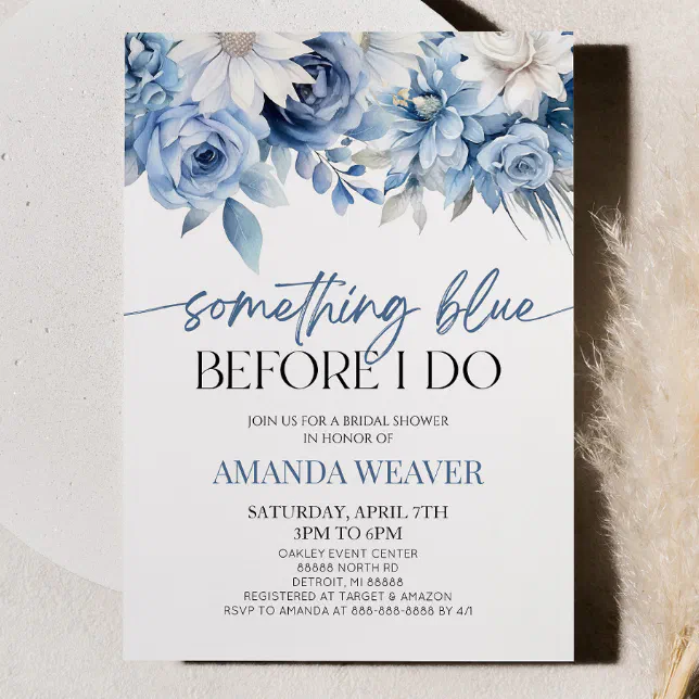 Something Blue Before I Do Floral Bridal Shower Invitation Zazzle 8910