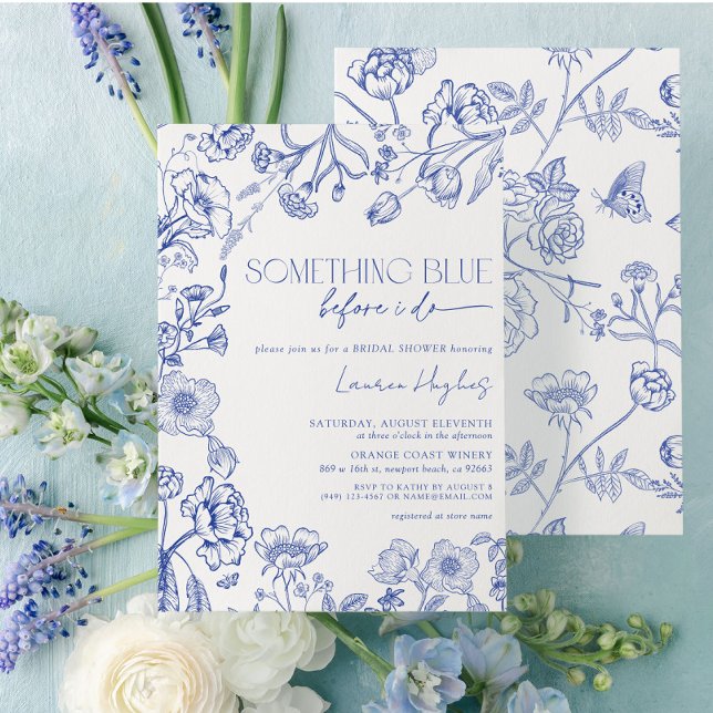 Something Blue Before I Do Floral Bridal Shower Invitation (Creator Uploaded)