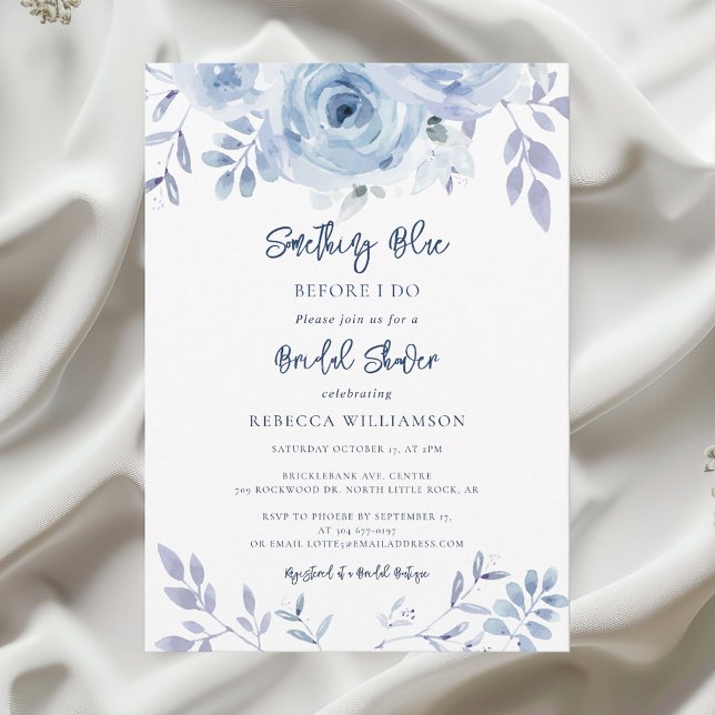 Something Blue Before I Do Floral Bridal Shower Invitation (Something Blue Before I Do Floral Bridal Shower Invitation)