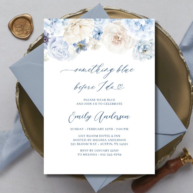 Something Blue Before I Do Floral Bridal Shower Invitation (Creator Uploaded)