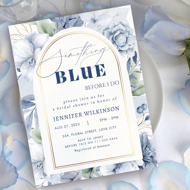Something Blue Before I Do Floral Bridal Shower Invitation (Something Blue Before I Do Floral Bridal Shower Invitation)