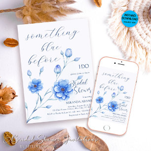 Something Blue Before I Do Floral Bridal Shower Invitation