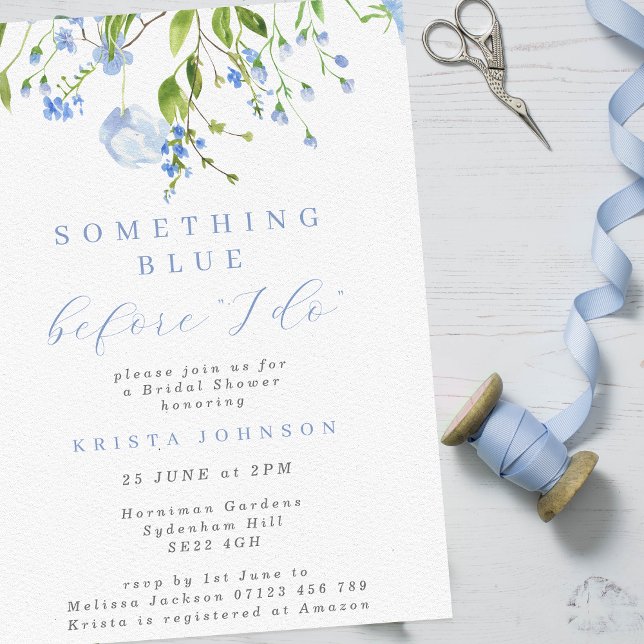 Something Blue Before I Do Floral Bridal Shower Invitation (Creator Uploaded)