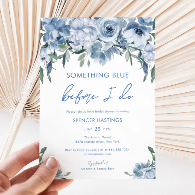 something blue before i do bridal shower dress Something Blue Before I Do Floral Bridal Shower Invitation