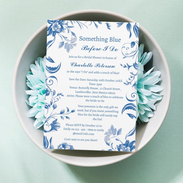 Something Blue Before I Do Floral Bridal Shower Invitation (Creator Uploaded)