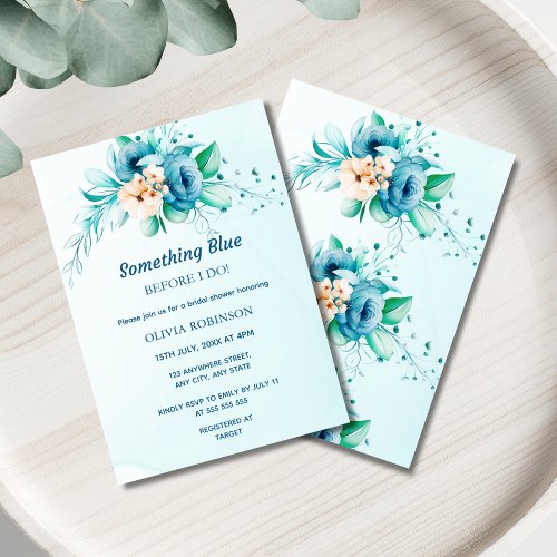 Something Blue Before I Do Floral Bridal Shower  Invitation