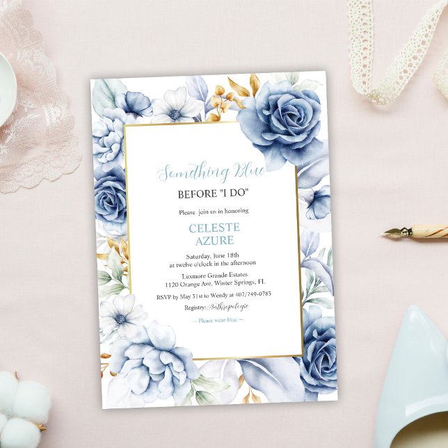 Something Blue Before I do Floral Bridal Shower  Invitation (Creator Uploaded)