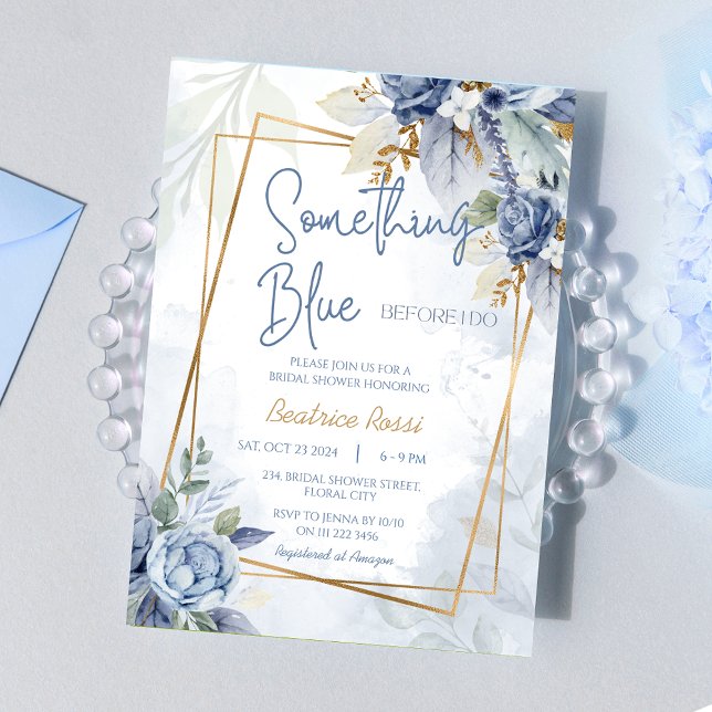 Something Blue Before I Do Floral Bridal Shower Invitation (Something Blue Before I Do Floral Bridal Shower)