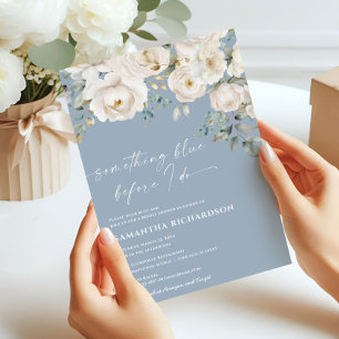 Something blue before I do floral bridal shower Invitation