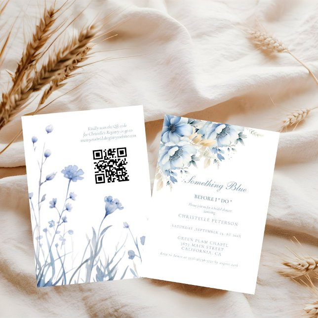 Something blue before i do floral Bridal shower Invitation (Creator Uploaded)